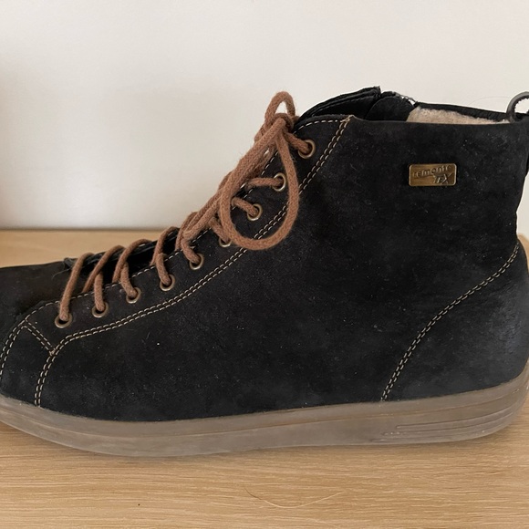Remonte Tex Black Nubuck Shearling Womens Booties 40 - Picture 1 of 6